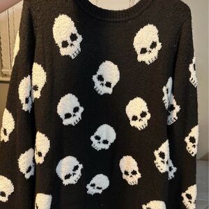 cupcakes & cashmere Black and White Skull Sweater